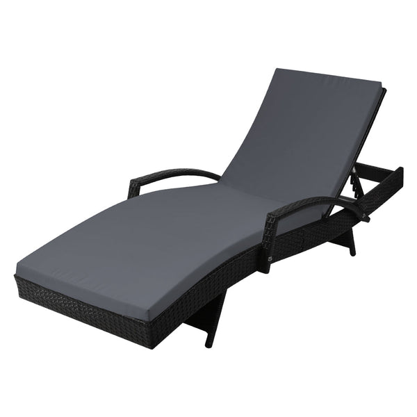 Gardeon Outdoor Sun Lounge Black Loungers