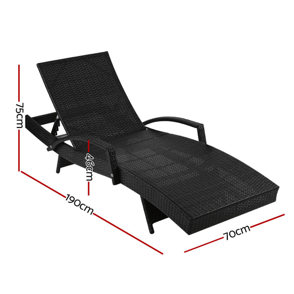 Gardeon Outdoor Sun Lounge Black Loungers