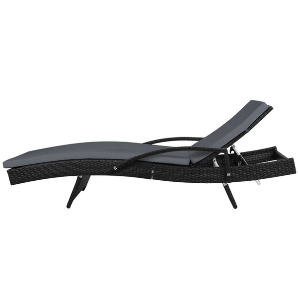 Gardeon Set Of 2 Outdoor Sun Lounge Chair With Cushion Black Loungers