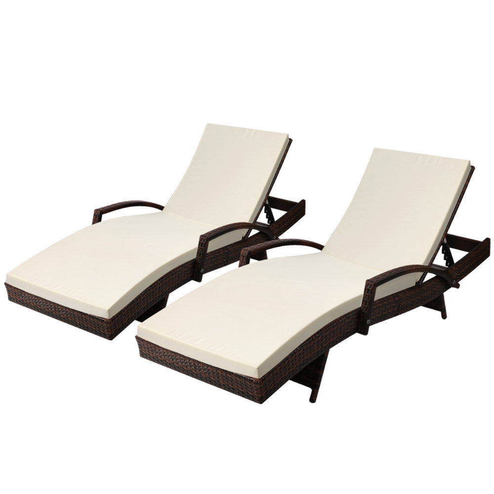 Gardeon Set Of 2 Sun Lounge Outdoor Furniture Day Bed Rattan Wicker Lounger Patio Loungers