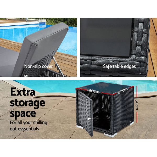 Gardeon Outdoor Sun Lounge Wicker Lounger Bed Chair Pool Furniture Sofa Cushion Loungers