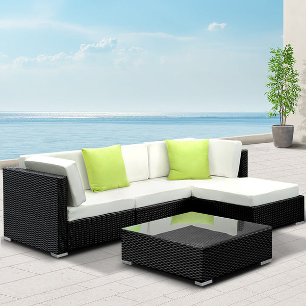 Gardeon 5Pc Outdoor Furniture Sofa Set Wicker Garden Patio Pool Lounge Patio Furniture Sets