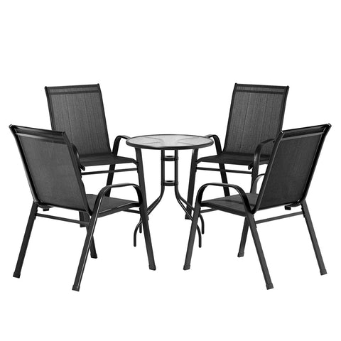 Gardeon Outdoor Furniture 5Pc Table And Chairs Stackable Bistro Set Patio Coffee Patio Furniture Sets