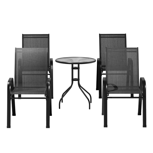 Gardeon Outdoor Furniture 5Pc Table And Chairs Stackable Bistro Set Patio Coffee Patio Furniture Sets