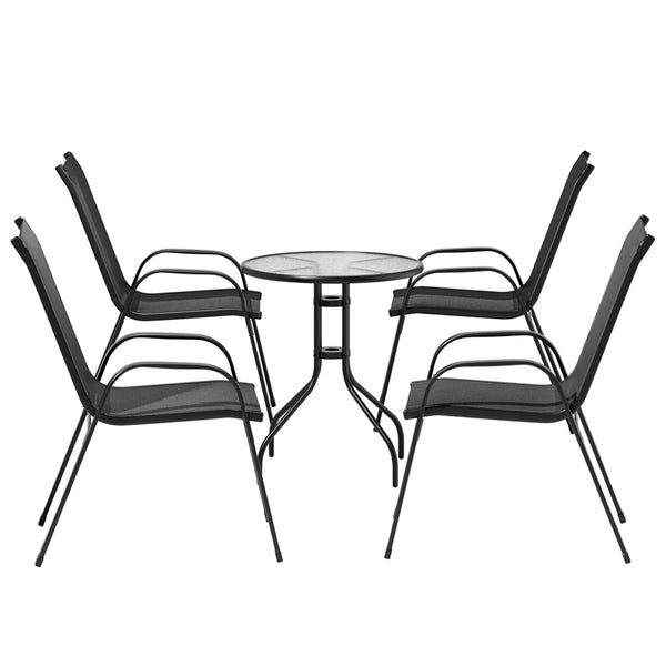 Gardeon Outdoor Furniture 5Pc Table And Chairs Stackable Bistro Set Patio Coffee Patio Furniture Sets