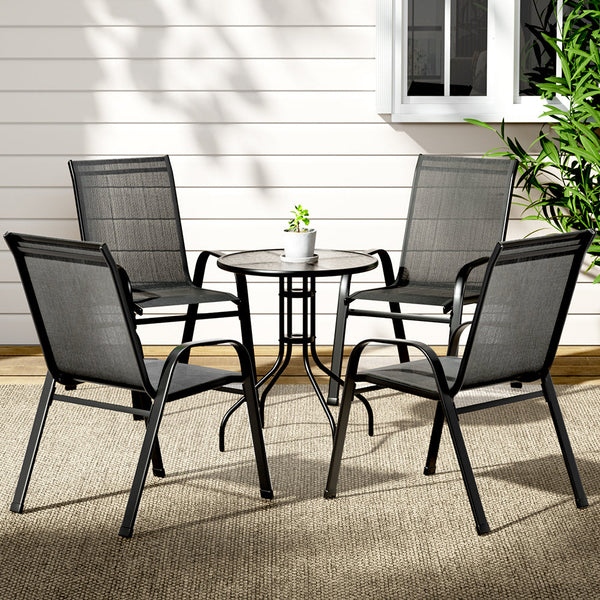 Gardeon Outdoor Furniture 5Pc Table And Chairs Stackable Bistro Set Patio Coffee Patio Furniture Sets