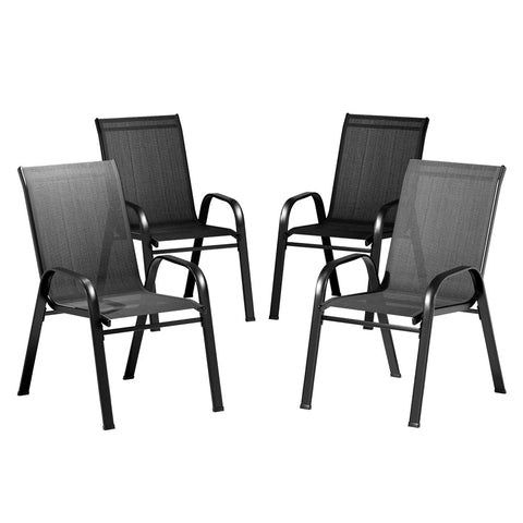 Gardeon 4X Outdoor Stackable Chairs Lounge Bistro Set Patio Furniture