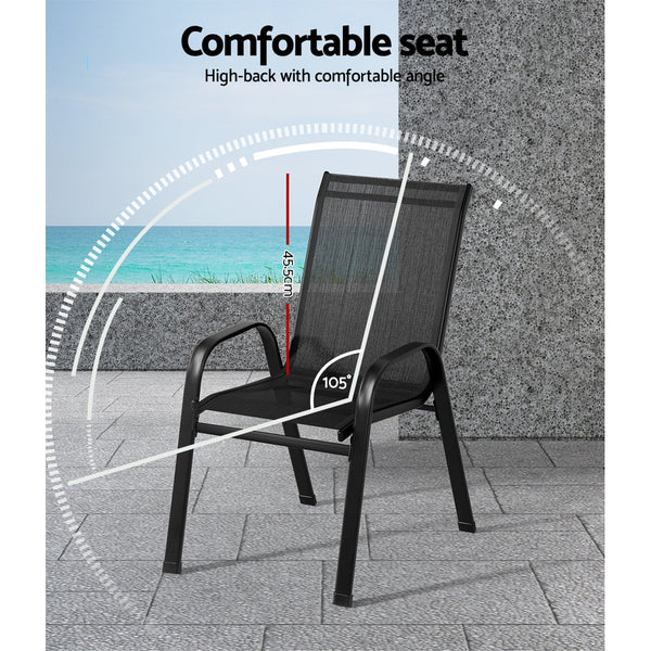 Gardeon 4X Outdoor Stackable Chairs Lounge Bistro Set Patio Furniture