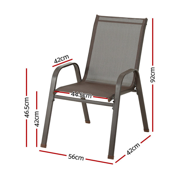 Gardeon 6Pc Outdoor Dining Chairs Stackable Lounge Patio Furniture Brown Patio Chairs