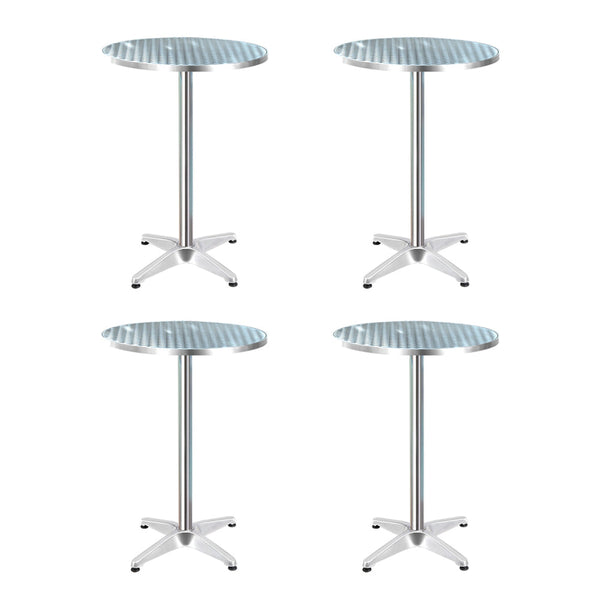 Gardeon 4Pcs Outdoor Bar Table Furniture Adjustable Aluminium Cafe Round