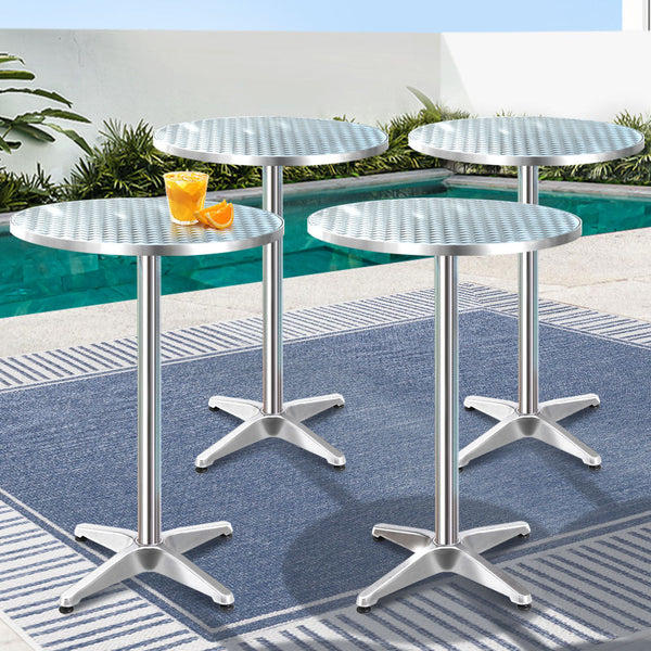 Gardeon 4Pcs Outdoor Bar Table Furniture Aluminium Cafe Round Bar Tables