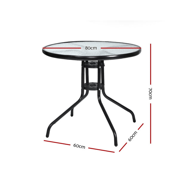 Gardeon Outdoor Dining Table Bar Setting Steel Glass Elegance Patio Bistro Patio Furniture Sets