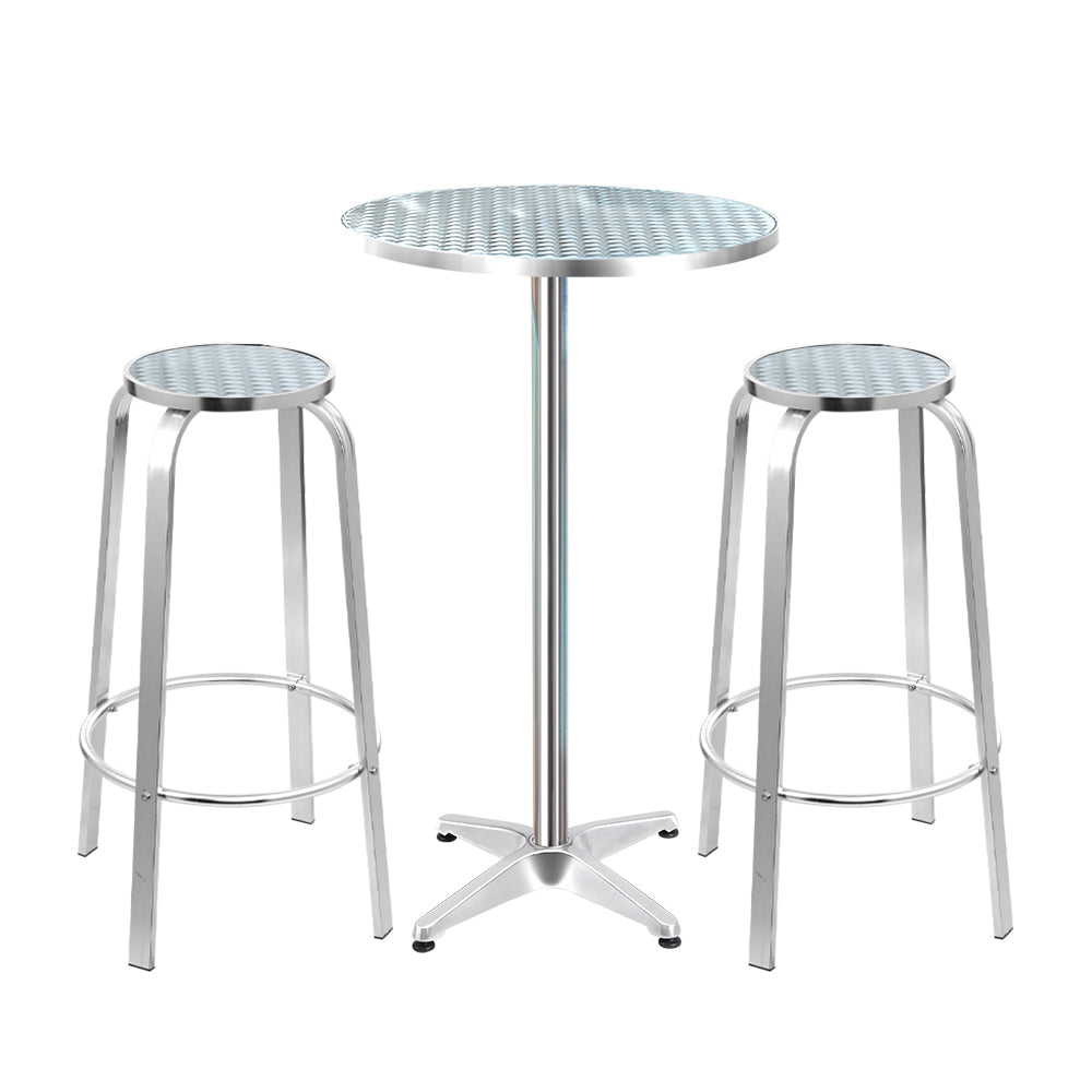 Gardeon Outdoor Bistro Set Bar Table Stools Aluminium Cafe Round Bar Tables