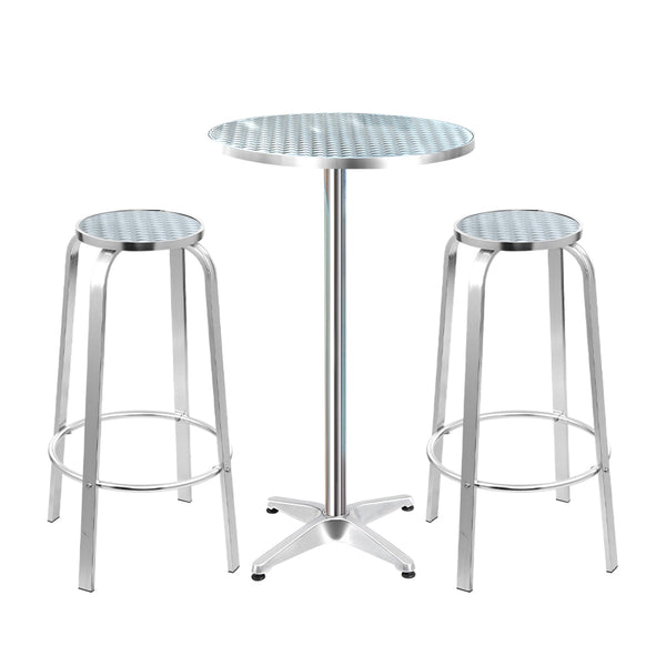 Gardeon Outdoor Bistro Set Bar Table Stools Aluminium Cafe Round Bar Tables