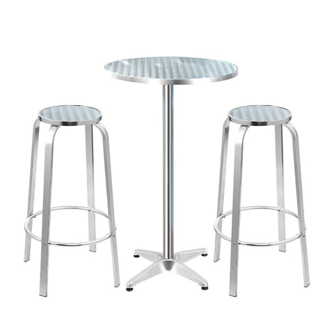 Gardeon Outdoor Bistro Set Bar Table Stools Aluminium Cafe Round Bar Tables