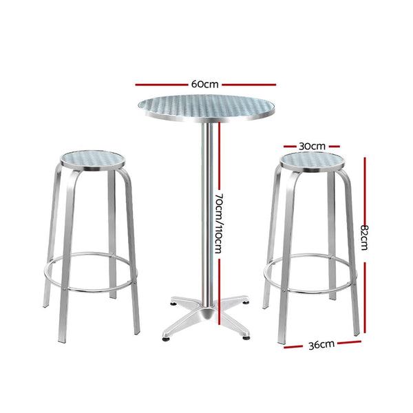 Gardeon Outdoor Bistro Set Bar Table Stools Aluminium Cafe Round Bar Tables