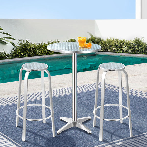 Gardeon Outdoor Bistro Set Bar Table Stools Aluminium Cafe Round Bar Tables