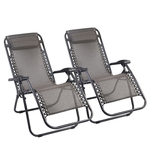 Gardeon Gravity Chair 2Pc Reclining Outdoor Sun Lounge Folding Camping