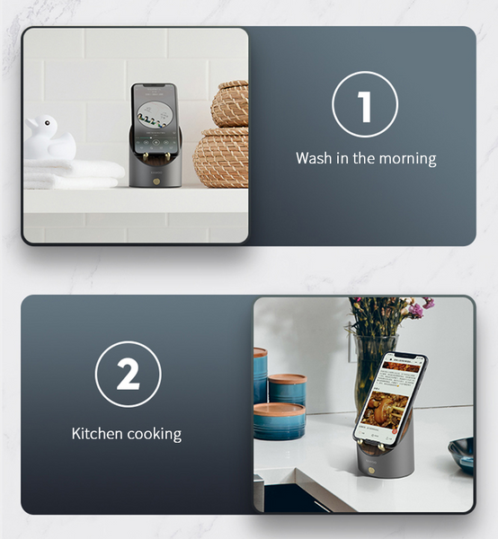 Mini Metal Induction Wireless Phone Holder Clock Smart Speakers