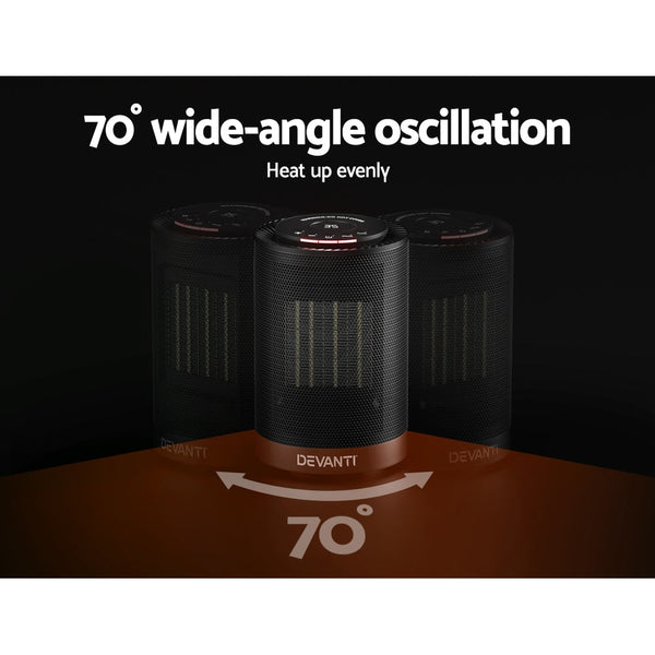 Devanti Electric Fan Heater Portable Ceramic Standing Room Office 1200W Heaters