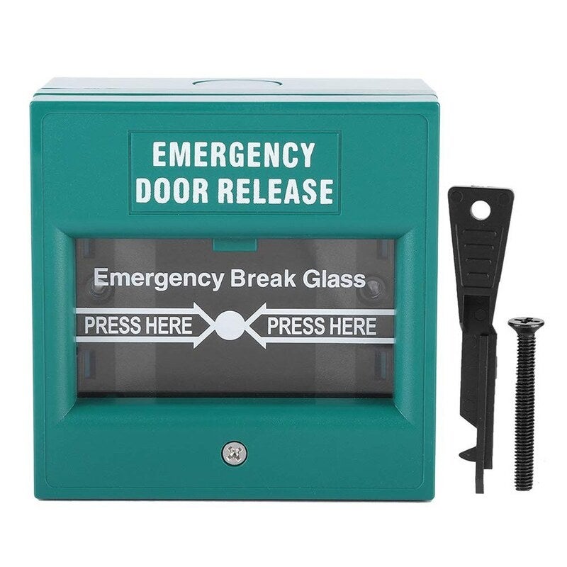 Fire Alarm Swtich Break Glass Exit Release Switch Green Alarm Systems
