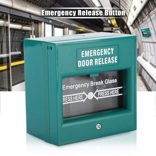 Fire Alarm Swtich Break Glass Exit Release Switch Green Alarm Systems