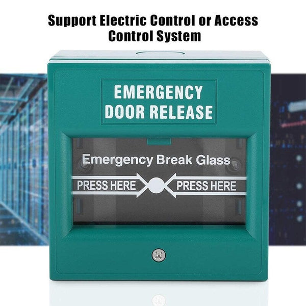 Fire Alarm Swtich Break Glass Exit Release Switch Green Alarm Systems