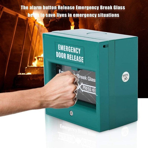 Fire Alarm Swtich Break Glass Exit Release Switch Green Alarm Systems