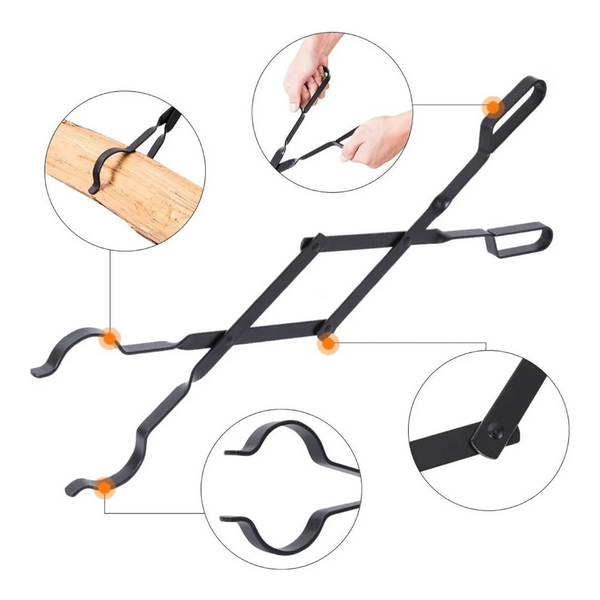 Fire Pit Tongs Fireplace Accessories Fireplaces Tool For Outdoor Indoor Camping Wood Stoves Pits Black Steel 26 Inch Fireplace Pokers Tools