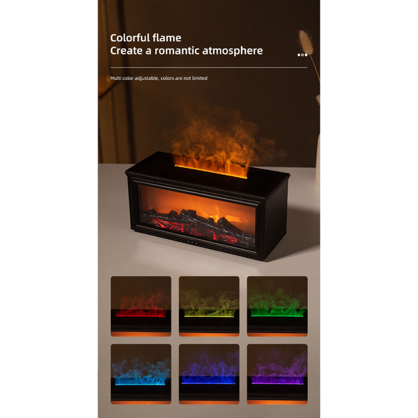 Fireplace Flame Effect Aroma Diffuser & Humidifier With 7 Colour Light Timer Remote Control(Black) Diffusers