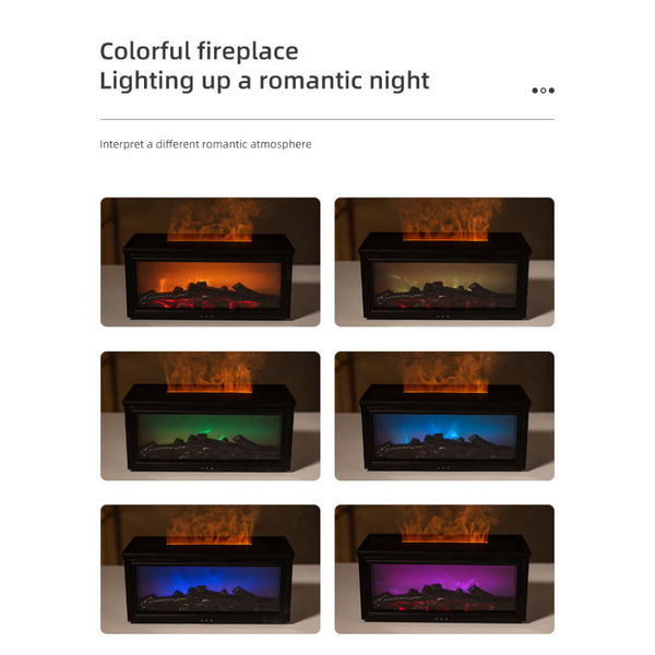 Fireplace Flame Effect Aroma Diffuser & Humidifier With 7 Colour Light Timer Remote Control(Light Wood Grain) Diffusers