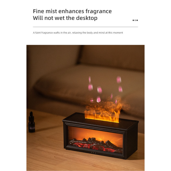 Fireplace Flame Effect Aroma Diffuser & Humidifier With 7 Colour Light Timer Remote Control(Black) Diffusers