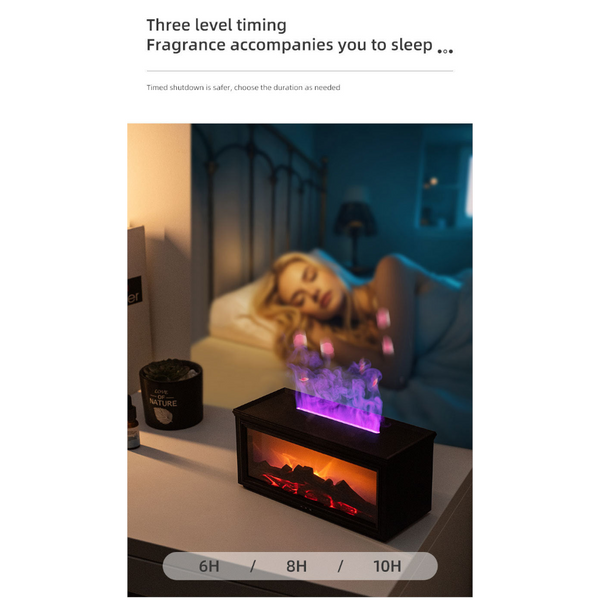 Fireplace Flame Effect Aroma Diffuser & Humidifier With 7 Colour Light Timer Remote Control(Black) Diffusers