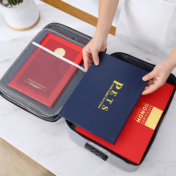 Fireproof Document Bag With Lock Important Organizer Holder Waterproof Portable File Storage Box