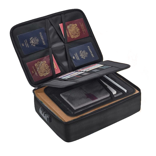 Fireproof Document Bag With Lock Waterproof Storage For Home Office Travel Id & Document Holders