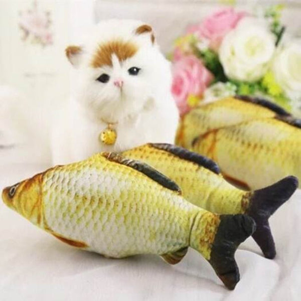 Fish Catnip Toys Simulation Plush Shape Doll Interactive Pets Cookie Brown