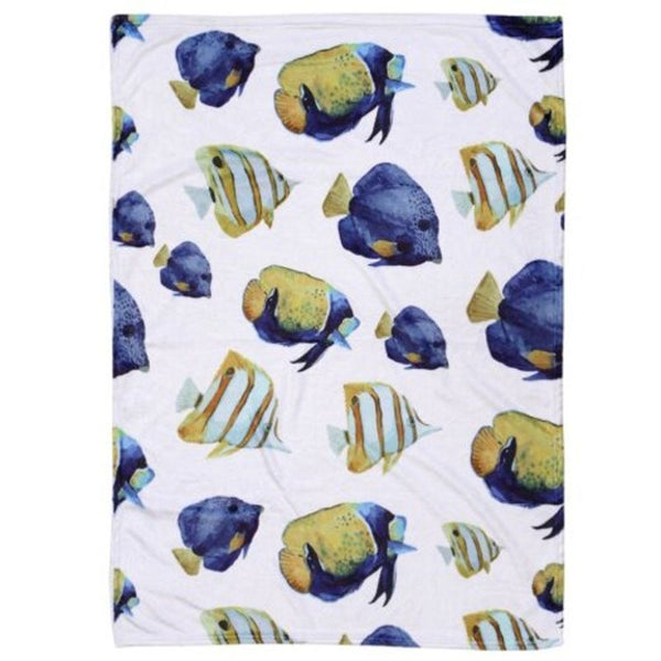 Fish Flannel Pattern Double Sided Home Nap Warm Blanket Multi W27.6 X L39.4 Inch