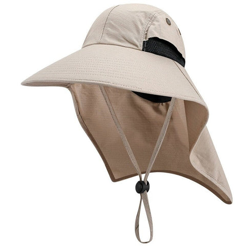 Summer Sun Hat Unisex Cotton Boonie Neck Flap Outdoor Uv Protection Large Wide Brim Hiking Fishing Safari Bucket