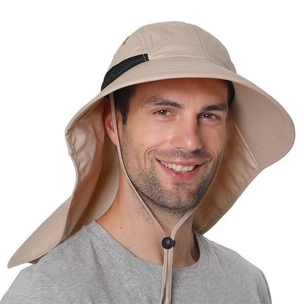 Summer Sun Hat Unisex Cotton Boonie Neck Flap Outdoor Uv Protection Large Wide Brim Hiking Fishing Safari Bucket Hats & Headwear