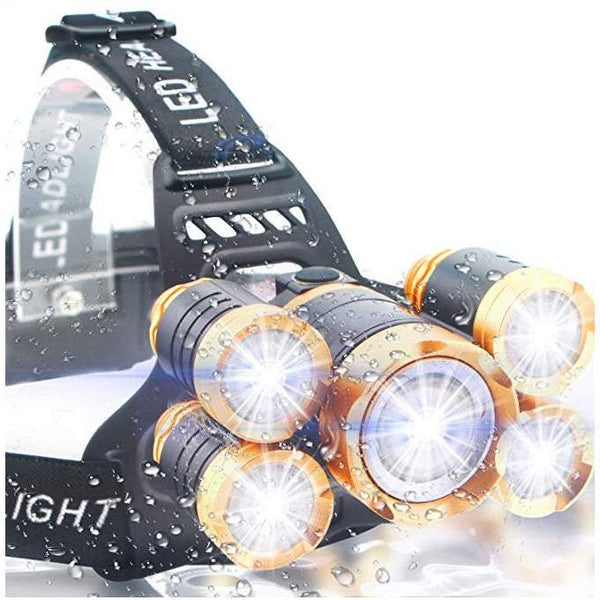 Outdoor Lighting Fishing Lamp 12000 Lumen Ultra Bright 5 T6 Led Headlight Usb Rechargeable Flashlight 4 Modes Waterproof Zoomable Work For Outdoors Household