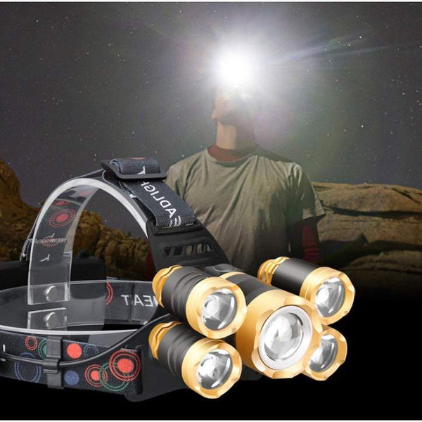 Outdoor Lighting Fishing Lamp 12000 Lumen Ultra Bright 5 T6 Led Headlight Usb Rechargeable Flashlight 4 Modes Waterproof Zoomable Work For Outdoors Ho