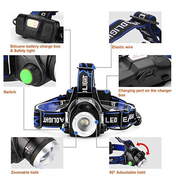 Outdoor Lighting Fishing Lamp Super Bright Headlight 1000 Lumens Led Waterproof Torch Flashlights Head Torches