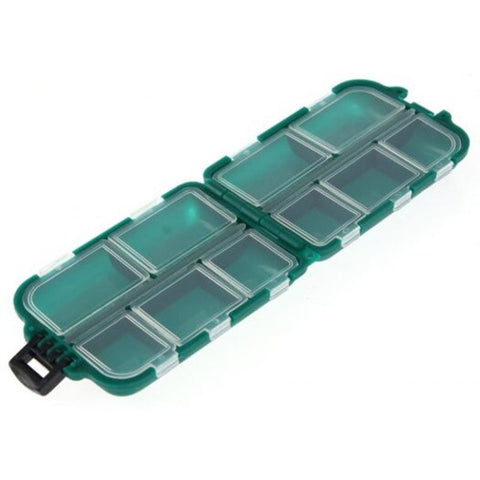 Fishing Lure Storage Box Tackle Mini Portable Waterproof 10 Compartments Tool Medium Sea Green