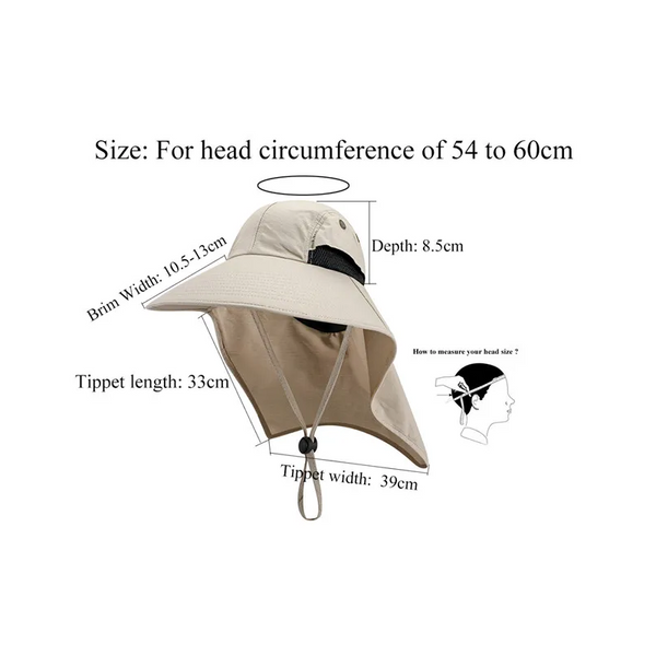 Summer Sun Hat Unisex Cotton Boonie Neck Flap Outdoor Uv Protection Large Wide Brim Hiking Fishing Safari Bucket Hats & Headwear