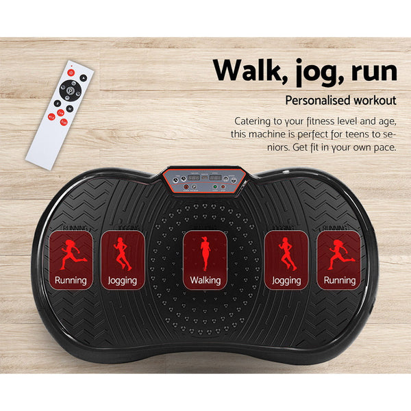 Everfit Vibration Machine Plate Platform Body Shaper Home Gym Fitness Black Vibration Machines