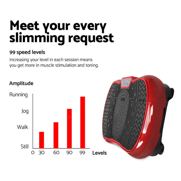 Everfit Vibration Machine Plate Platform Body Shaper Home Gym Fitness Maroon Vibration Machines