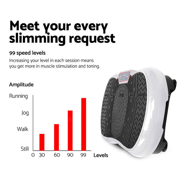 Everfit Vibration Machine Plate Platform Body Shaper Home Gym Fitness White Vibration Machines