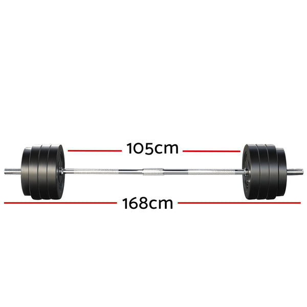 78Kg Barbell Weight Set Plates Bench Press Fitness Exercise Home Gym 168Cm
