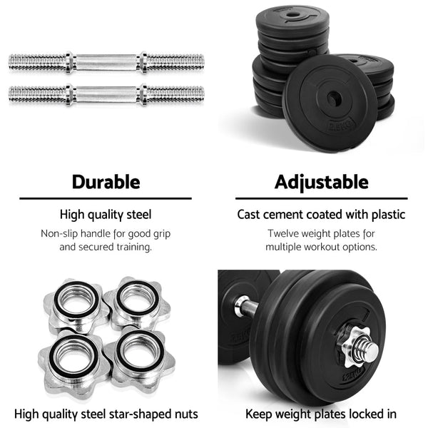 30Kg Set Weight Plates Home Gym Fitness Exercise Dumbbells