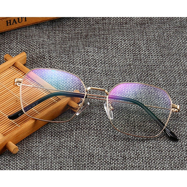 Square Metal Eyeglasses Spectacle Glasses Frames Gold
